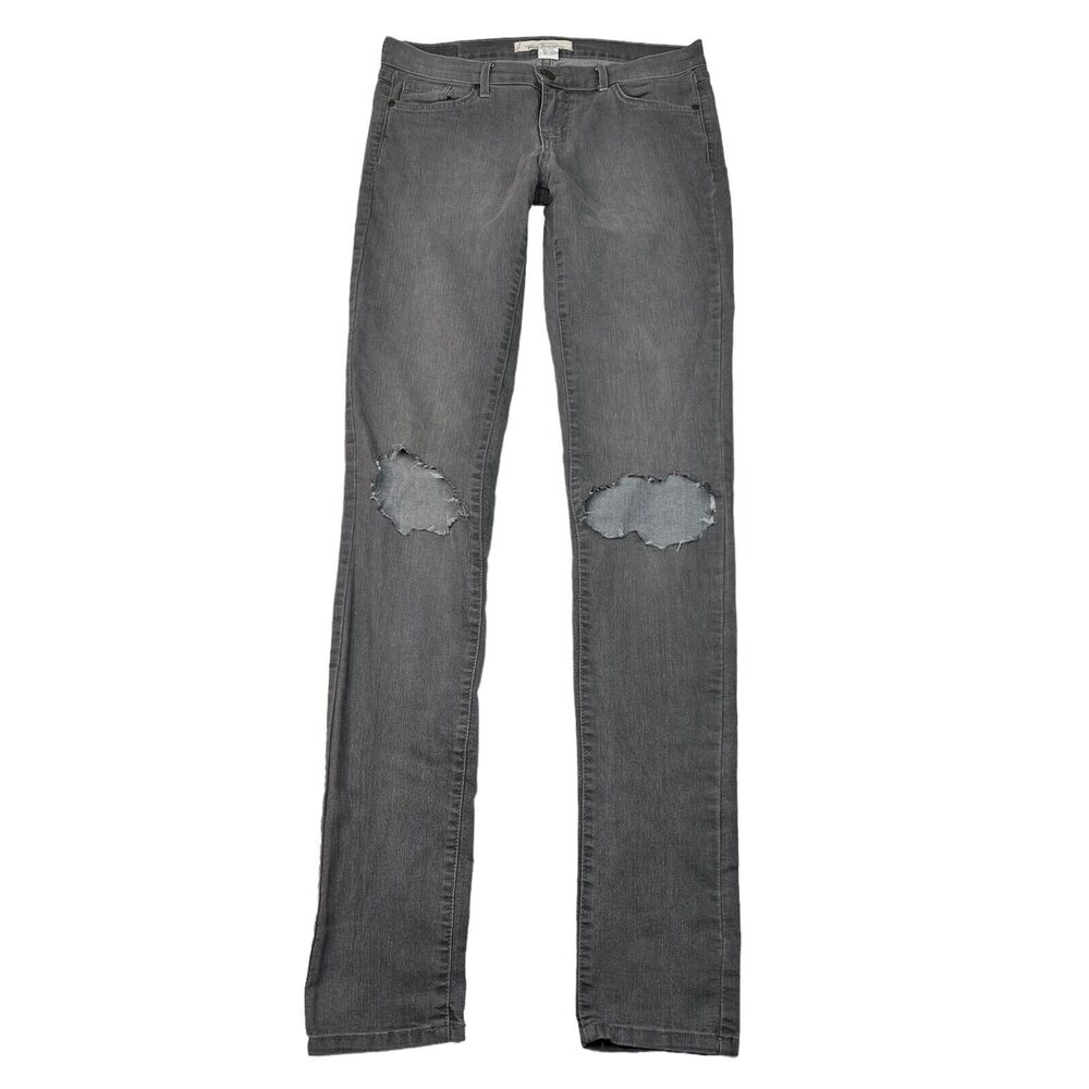 Truck Jeans VTG Y2K Skinny Ripped Knee Mid Rise Jeans 36" Inseam Gray Womens 9